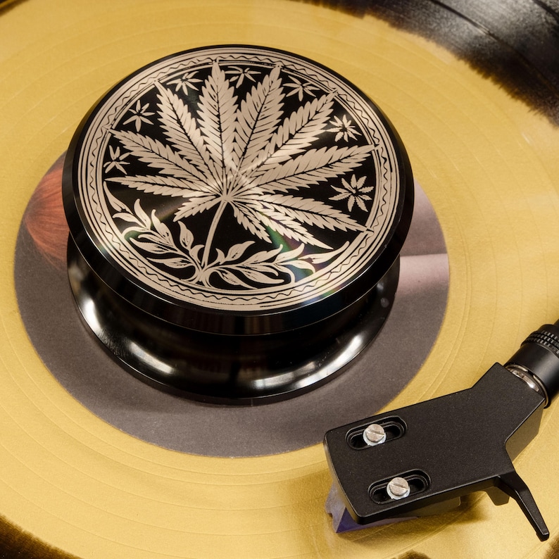 Gear Forever Leaf engraved aluminum record weight