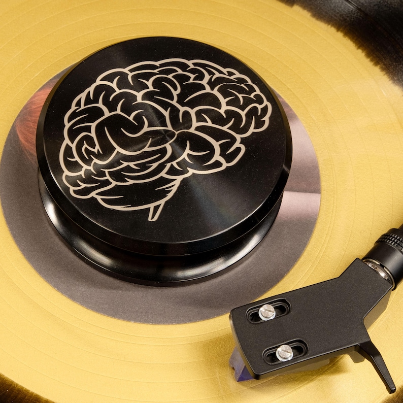 Gear Forever Brain engraved aluminum record weight